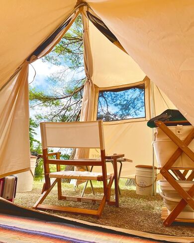 S'more Canvas Glamping Tent, 4 Season Family Camping Tent for 3/4 Person, Waterproof, Windproof, and Weather Resistant Tent for Family Glamping, Car Camping, Outdoor Party in Kuwait