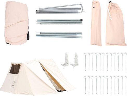 S'more Canvas Glamping Tent, 4 Season Family Camping Tent for 3/4 Person, Waterproof, Windproof, and Weather Resistant Tent for Family Glamping, Car Camping, Outdoor Party in Kuwait