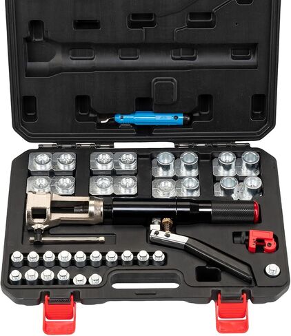 Hydraulic Flaring Tool Kits, 45° Double Flaring Tools, 33PCS Flaring Dies, Brake Repair Brake Flaring Tool for 3/16"-1/2", with Tube Cutter and Deburrer, for Copper Line, Steel Pipe Automotive Repair in Saudi Arabia