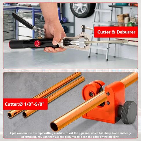 Hydraulic Flaring Tool Kits, 45° Double Flaring Tools, 33PCS Flaring Dies, Brake Repair Brake Flaring Tool for 3/16"-1/2", with Tube Cutter and Deburrer, for Copper Line, Steel Pipe Automotive Repair in Saudi Arabia