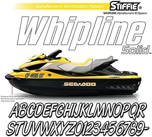Whipline الصلبة الفضة/أسود 3 "ألفا الرقمية أرقام تعريف التسجيل ملصقات الشارات للقوارب والمركبات المائية الشخصية in Kuwait