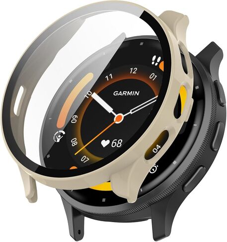 متوافق مع غطاء ساعة Garmin Venu 3S، جراب صلب من البولي كربونات مع واقي شاشة مضاد للخدش وواقي ممتص للصدمات لحافظة Garmin Venu 3S (مشمش ووردي وشفاف) in Kuwait
