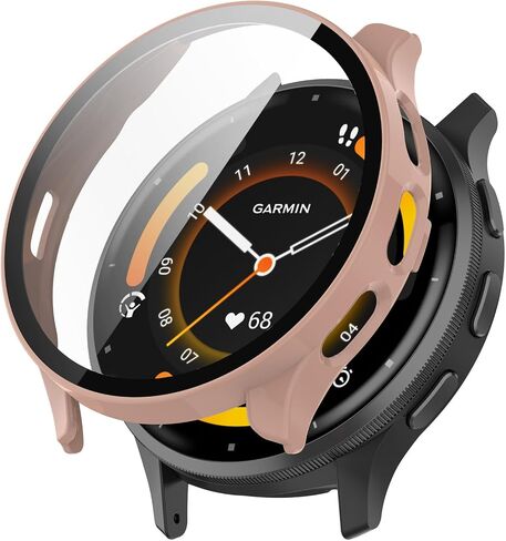 متوافق مع غطاء ساعة Garmin Venu 3S، جراب صلب من البولي كربونات مع واقي شاشة مضاد للخدش وواقي ممتص للصدمات لحافظة Garmin Venu 3S (مشمش ووردي وشفاف) in Kuwait