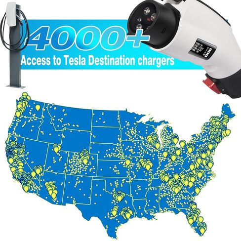 HANSSHOW Tesla to J1772 Charging Adapter, LCD Display Security Monitoring, Max 60A & 250V SEA J1772 Charging Adapter Compatible with TeslaHigh Powered and Mobile Connectors, Destination Charge in Kuwait