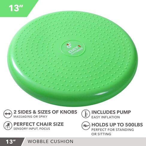 وسادة متموجة قابلة للنفخ مقاس 13 بوصة مع مضخة، متوفرة بـ 7 ألوان - وسادة توازن متينة للتمرين من أجل التنسيق والثبات والأساس - وسائد قرص التوازن للمنزل وصالة الألعاب الرياضية والمدرسة in Kuwait