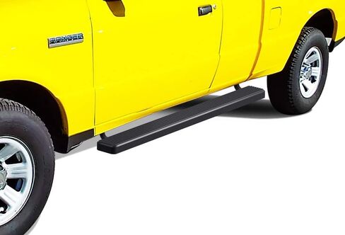 لوحات تشغيل سوداء من الفولاذ المقاوم للصدأ مقاس 6 بوصة من APS متوافقة مع Ford Ranger Mazda B-Series 1999-2011 Super Cab 4 أبواب (خطوات جانبية لقضبان Nerf) in Kuwait