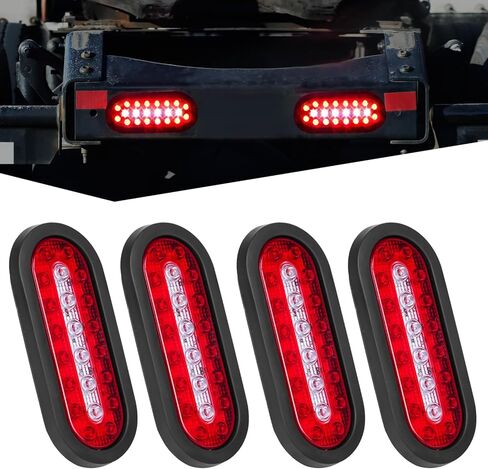 مصابيح LED بيضاوية للمقطورة مقاس 6 بوصات، 22 مصباح مقطورة LED، ضوء خلفي للمقطورة محكم الغلق مقاوم للماء مع حلقات مطاطية وأسلاك توصيل ذات 3 شقوق لقارب شاحنة RV in Kuwait