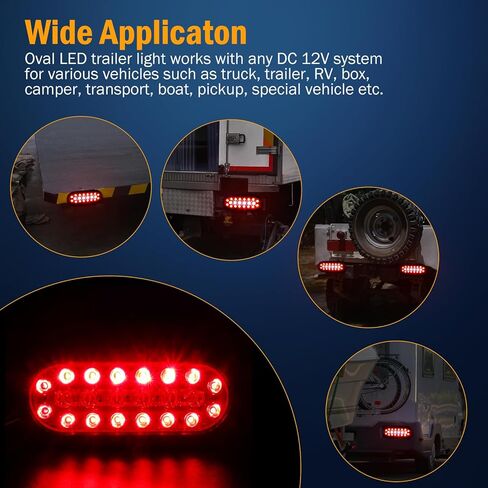 مصابيح LED بيضاوية للمقطورة مقاس 6 بوصات، 22 مصباح مقطورة LED، ضوء خلفي للمقطورة محكم الغلق مقاوم للماء مع حلقات مطاطية وأسلاك توصيل ذات 3 شقوق لقارب شاحنة RV in Kuwait