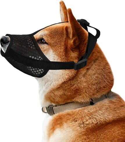 Dog Muzzle, Mesh Dog Muzzles for Medium to Large Breeds, Breathable Dog MouthGuard for Biting, Adjustable Strap, Black in Saudi Arabia