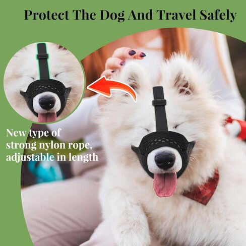 Dog Muzzle, Mesh Dog Muzzles for Medium to Large Breeds, Breathable Dog MouthGuard for Biting, Adjustable Strap, Black in Saudi Arabia