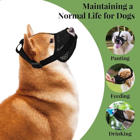 Dog Muzzle, Mesh Dog Muzzles for Medium to Large Breeds, Breathable Dog MouthGuard for Biting, Adjustable Strap, Black in Saudi Arabia