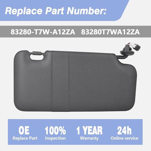 Driver Side Sun Visor w/Mirror & Led Light Fits for 2016-2022 Honda HRV Replaces 83280-T7W-A12ZA Dark Gray in Kuwait