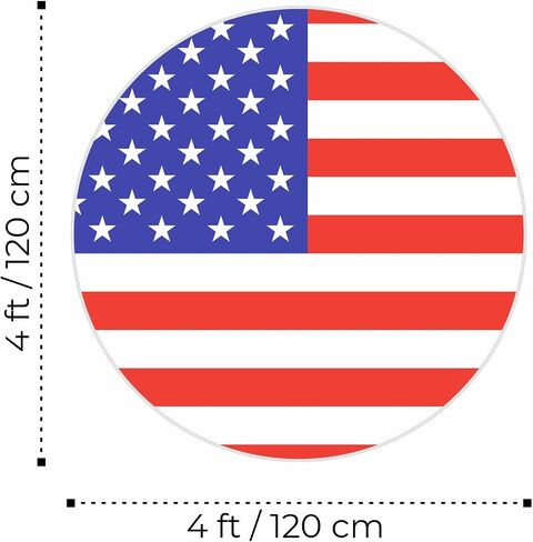 American Flag Rug Circle - Rolling Chair Mat for Hardwood Floor - Colorful 4th of July Rug for Living Room - Independence Day Decorations - 48 inches - 4 Ft Round (American Flag) in Saudi Arabia