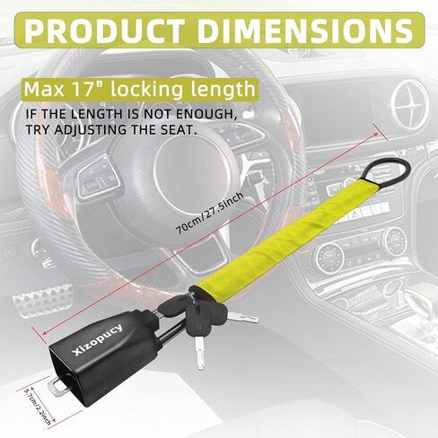 قفل عجلة القيادة مضاد للسرقة من Xizopucy - أصفر، خفيف الوزن، وسهل الاستخدام in Kuwait