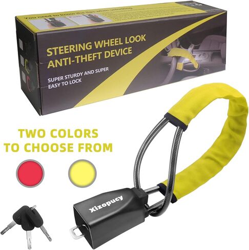 قفل عجلة القيادة مضاد للسرقة من Xizopucy - أصفر، خفيف الوزن، وسهل الاستخدام in Kuwait