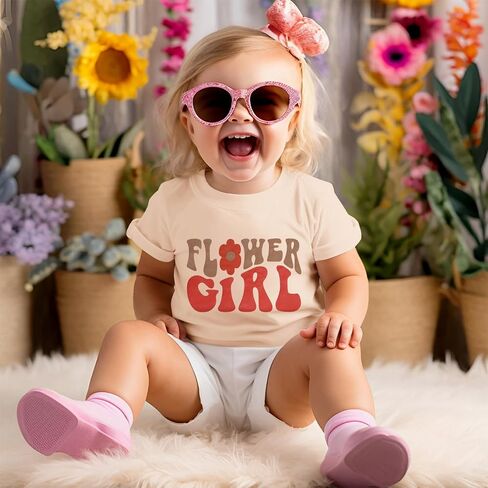 Toddler Baby Girls Flower T Shirt Cute Flower Girl Letter Print Short Sleeve Shirt Summer Cotton Tee Tops in Saudi Arabia