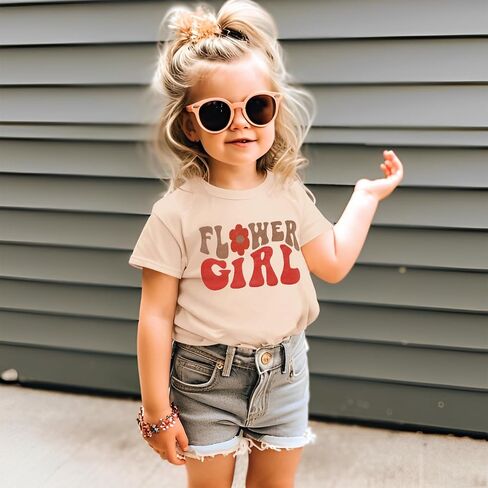Toddler Baby Girls Flower T Shirt Cute Flower Girl Letter Print Short Sleeve Shirt Summer Cotton Tee Tops in Saudi Arabia