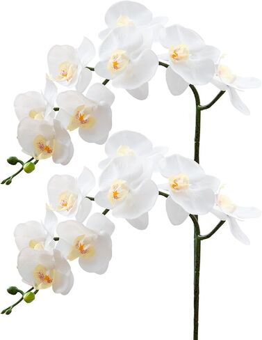 CXGS Artificial Orchid Flower 9 Large Petals Realistic Latex Faux Orchids 2PCS 37in Orchid Stems Blue Patter Fake Phalaenopsis Flower for Wedding Home Arrangement Décor in Saudi Arabia