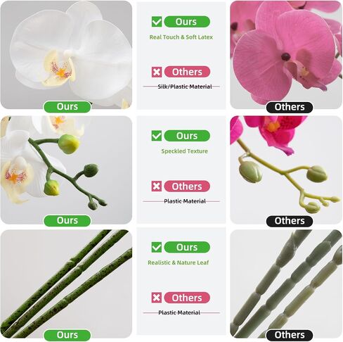 CXGS Artificial Orchid Flower 9 Large Petals Realistic Latex Faux Orchids 2PCS 37in Orchid Stems Blue Patter Fake Phalaenopsis Flower for Wedding Home Arrangement Décor in Saudi Arabia