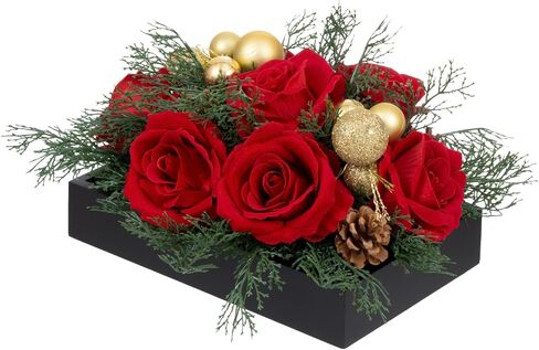 قطعة مركزية لطاولة الزفاف مقاس 10.5 سم من MyGift لتزيين عيد الحب، يتضمن الترتيب زهور الورد الحمراء الاصطناعية وزخارف ذهبية اللون in Saudi Arabia