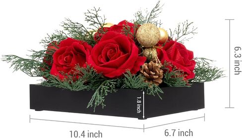 قطعة مركزية لطاولة الزفاف مقاس 10.5 سم من MyGift لتزيين عيد الحب، يتضمن الترتيب زهور الورد الحمراء الاصطناعية وزخارف ذهبية اللون in Saudi Arabia