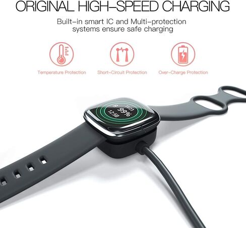 كابل AWINNER متوافق مع Fitbit Sense 2/Sense/Versa 4/Versa 3، محول شاحن USB بديل وسلك شحن للساعة الذكية (عبوتان) in Kuwait