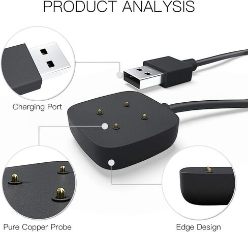 كابل AWINNER متوافق مع Fitbit Sense 2/Sense/Versa 4/Versa 3، محول شاحن USB بديل وسلك شحن للساعة الذكية (عبوتان) in Kuwait