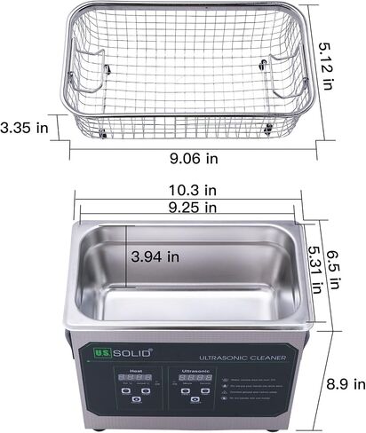 U.S. Solid Ultrasonic Cleaner, 40 KHz Stainless Steel Ultrasonic Cleaning Machine with Digital Timer and Heater for Industrial and Jewelry, 176℉, FCC,CE,RoHS (3L) in Saudi Arabia
