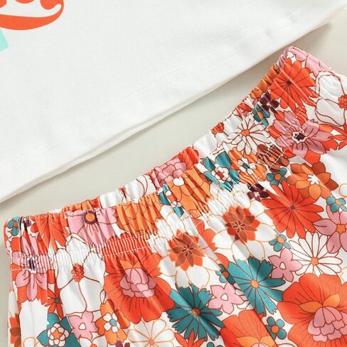 Toddler Baby Girl Birthday Outfit Sweet One/Two/Three Bodysuit/Shirt Top Floral Flare Pant Headband Party Clothes in Kuwait