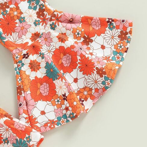 Toddler Baby Girl Birthday Outfit Sweet One/Two/Three Bodysuit/Shirt Top Floral Flare Pant Headband Party Clothes in Kuwait