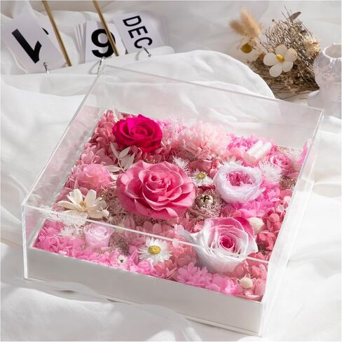 everBLOOM Preserved Flower Gift for Her - Handmade Flower Box for Anniversary, Birthday, or Valentine's Day - Perfect Rose Gift for Wife, Girlfriend, Friend, Mom, Prime Delivery Today in Saudi Arabia