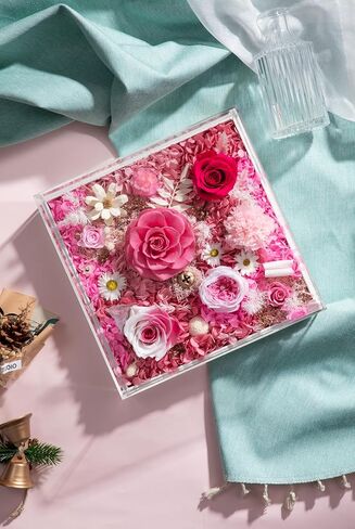 everBLOOM Preserved Flower Gift for Her - Handmade Flower Box for Anniversary, Birthday, or Valentine's Day - Perfect Rose Gift for Wife, Girlfriend, Friend, Mom, Prime Delivery Today in Saudi Arabia