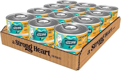 A Strong Heart Canned Wet Cat Food, Beef Dinner Paté - 3 oz Cans (Pack of 24), Made in The USA with Real Beef in Kuwait