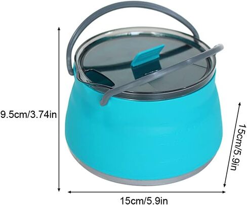 Collapsible Camping Cook Pot with Lid,Silicone Folding Bowl Water Kettle for Outdoor Travel Hiking,Portable Silicone Cookware,1L in Saudi Arabia
