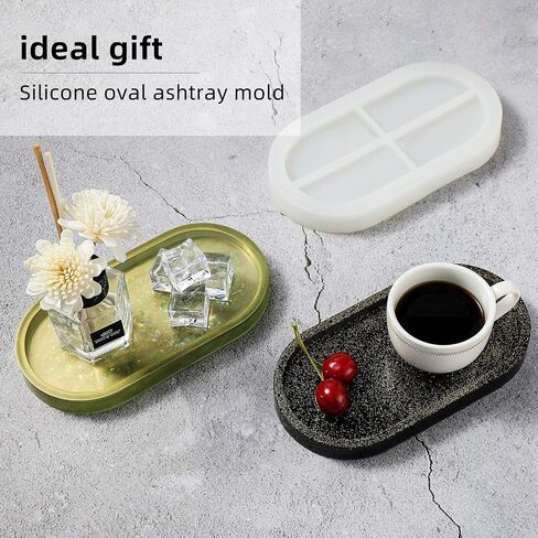 قالب راتنج السيليكون DIY صينية، قالب صب راتنجات الإيبوكسي البيضاوي، أدوات صنع المجوهرات الحرفية، قالب صب طبق المجوهرات لمستلزمات الحرف اليدوية in Saudi Arabia