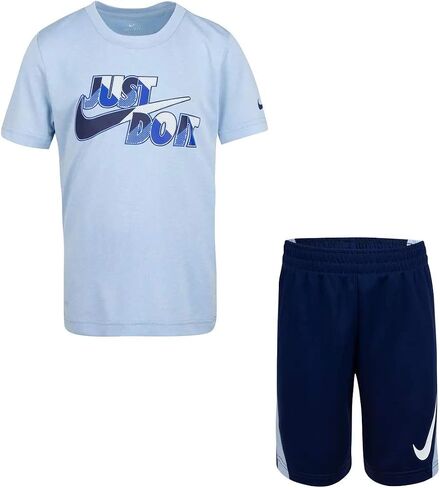 Nike Toddler Boys Dri-FIT Just Do It Tee & Shorts 2 Piece Set (Blue Void(86H819-U9J)/White, 2T) in Saudi Arabia