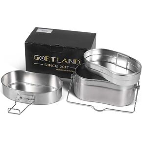 Goetland German Style M31 Military Mess Kit Mess Tin 304 Stainless Steel Backpacking Cookware Set Camping Pot Pan Set in Saudi Arabia