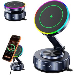 for MagSafe Car Mount Charger[15W Wireless Fast Charging], Car Vacuum Magnetic Phone Holder[120LBS Ultra Suction Cup & 3000gf Magnet ], Adjustable Suction Phone Mount for Your Car for iPhone 17-12 in Kuwait