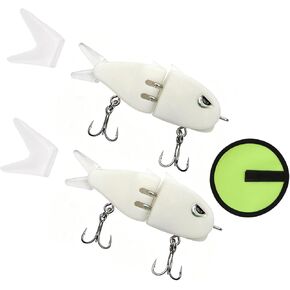 2 Pcs Glide Bait, Glide Baits for Bass, Fishing Lures, 6th Sense Glide Bait, bass Glide baits Multi Jointed White Swimbait with Green Lure Storage Bag Perfect for Freshwater and Saltwater Fishing in Kuwait