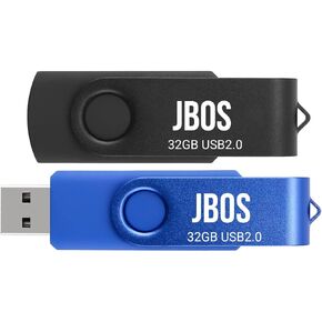 JBOS 32 جيجابايت محرك فلاش USB 2 حزمة USB 2.0 محرك الإبهام سوبر عالية السرعة USB عصا 32 جيجابايت USB ذاكرة عصا محرك أقراص USB لتخزين التاريخ ومشاركته (2 قطعة، أسود أزرق) in Kuwait