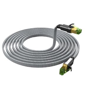 CAT 8 Flat Network Internet Cable 40Gbps SFTP RJ45 LAN Cable Patch Cord for Modem Router Gaming PC Xbox(15M) in Kuwait
