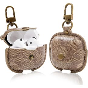 غطاء حافظة AirPods 4 2024، حافظة جلدية واقية لكامل الجسم لأجهزة AirPods الجيل الرابع حافظة شحن لاسلكية للنساء والرجال مع سلسلة مفاتيح - بني in Kuwait