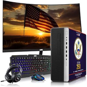 كمبيوتر مكتبي للألعاب HP EliteDesk Liberty 250 Edition، Intel i5، ذاكرة الوصول العشوائي 16 جيجابايت، نظام تشغيل 256 جيجابايت SSD + 2x500 جيجابايت HDD، شاشة منحنية 27 بوصة، رسومات GT 1030، لوحة مفاتيح / ماوس / سماعات رأس RGB، كاميرا ويب، Win 11 Pro (متجدد) in Kuwait