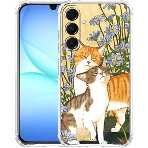 Cat Flower Aesthetic Cute Animals Pattern,Trendy Soft TPU Full Cover Case for Samsung Galaxy A17 in Saudi Arabia