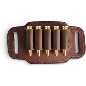 1791 حافظة منزلق لحزام الذخيرة من Gunleather Rifle - حامل حلقة خرطوشة من الجلد الحقيقي مع 5 حلقات رصاصة - حامل صدفة الصيد وحافظة حلقة الذخيرة للأحزمة in Kuwait