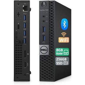 كمبيوتر مكتبي صغير Dell Optiplex 7040، Core i7-6700T، ذاكرة وصول عشوائي 8 جيجابايت، 256 جيجابايت SSD، لوحة مفاتيح، ماوس، USB WiFi+BT، Windows 11 Pro 64 بت متعدد اللغات (متجدد) in Kuwait