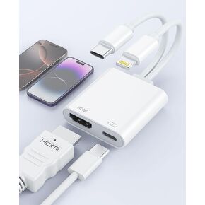 USB-C and Lightning to HDMI Adapter for iPhone ipad to TV [2026 New, MFi Certified, 100W PD], 4K@60 Hz Sync Screen Apple Lightning to Digital AV Adapter for for iPhone 17/16/15/iPad/MacBook to HDTV in Saudi Arabia