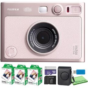 FUJIFILM INSTAX Mini EVO Hybrid Camera (Gentle Rose) 60-Exposure Bundle | For Parties, Events & Instant Photos | Includes 32GB Memory Card in Saudi Arabia