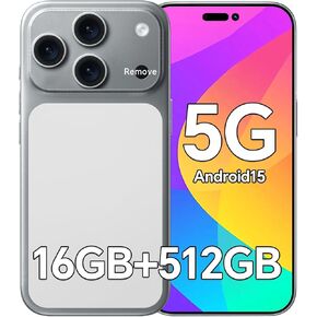D17 Ultra Unlocked Cell Phones,5G Android 15 Unlocked Phones with 5000mAh Battery,16GB+512GB Smartphone,Snapdragon888, 32+104MP Camera, 6.9“ HD Screen, Dual SIM+Memory Expansion,White in Kuwait