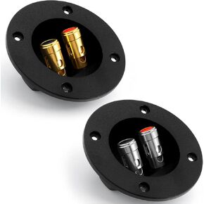 2 Pcs Speaker Box Terminal, 3" Round 2-Way Sub Box Terminals Double Binding Gold Plate Push Spring Loaded Jacks Speaker Terminal Cup in Saudi Arabia